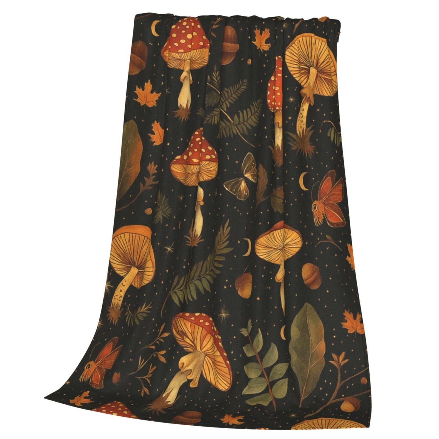 BINBINNIAO Vintage Mushroom and Leaves Blanket Flannel Couch Sofa Home Outdoors Keep Warm Blankets 50"x40"