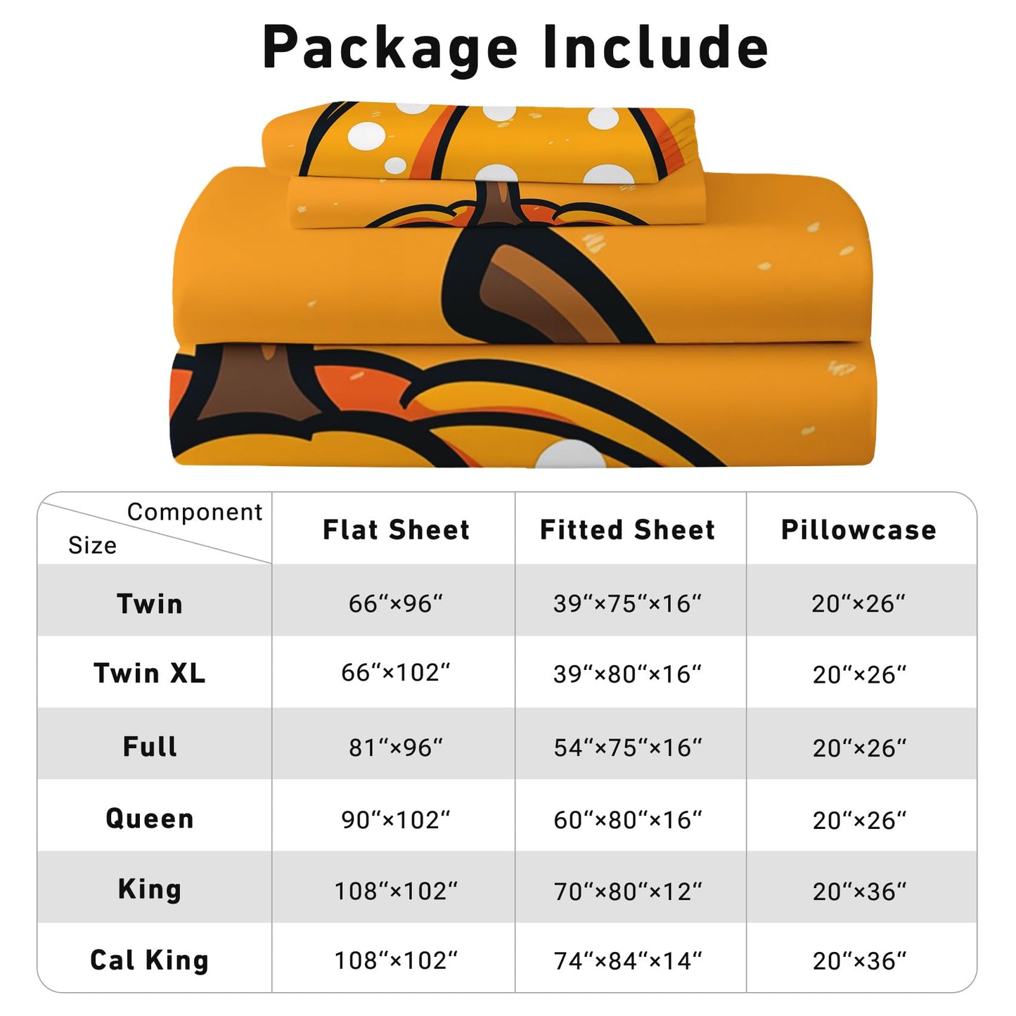 Zoainuos Pumpkin Sheets Full Size Bed, Halloween Thanksgiving Sheet Sets, Soft Microfiber Deep Pocket Wrinkle Free Bedding Sheets & Pillowcases, Fall Pumpkin Bedroom Decor & Gifts