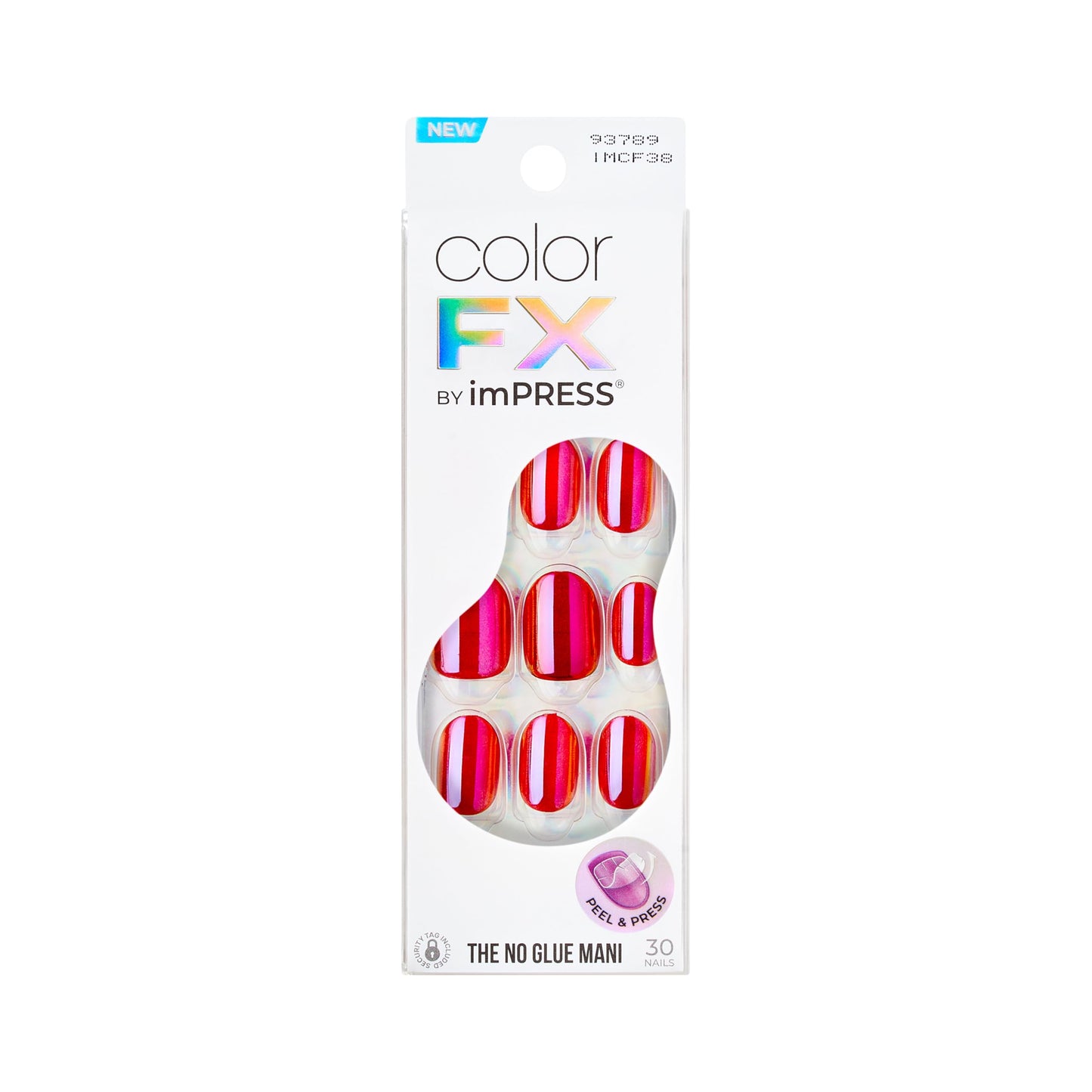 Kiss colorFX by Impress Press On Nails, Floating, 30 No Glue Peel and Stick Nails Kit with IMPROVED Adhesive, Pink Short Oval Pearlescent Effect, Includes Prep Pad, Manicure Stick & Mini File