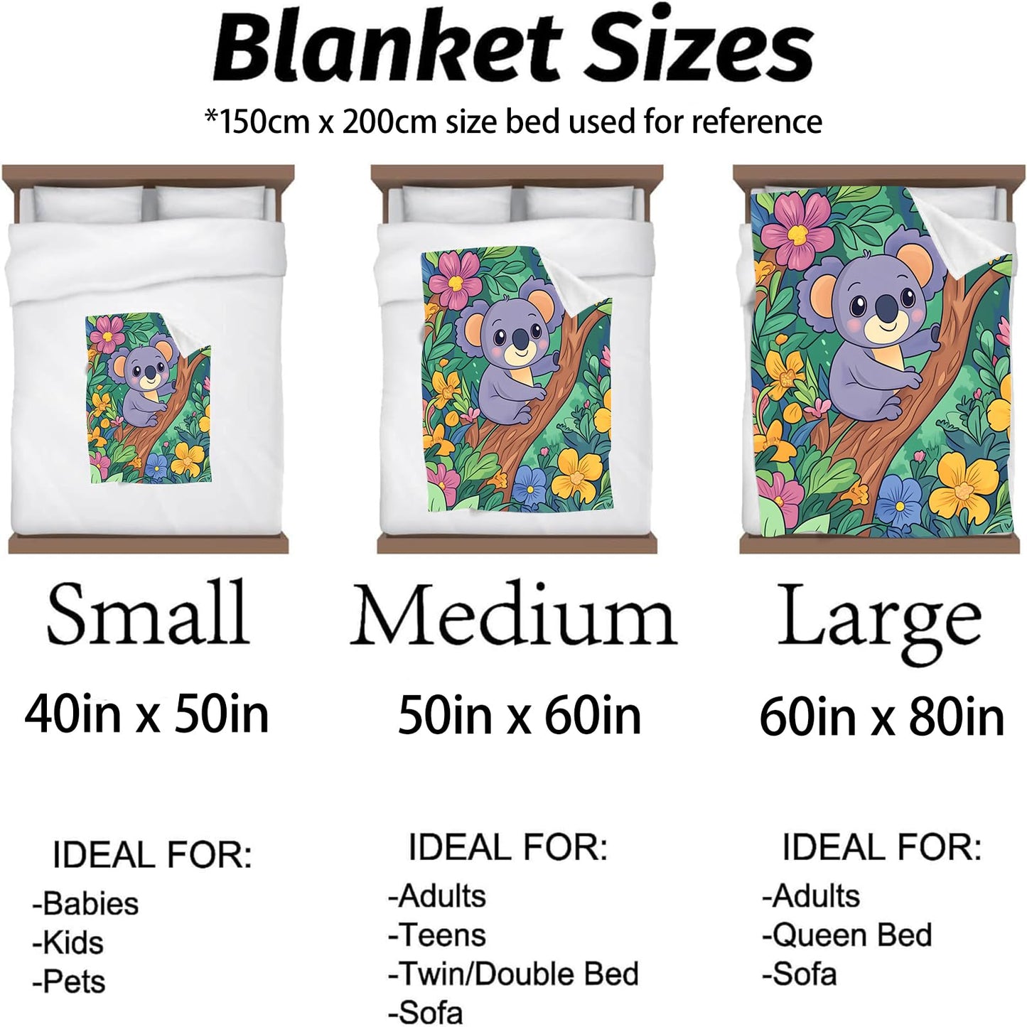 Kibue Adorable Cartoon Koala Blanket, Soft Warm Cozy Flannel Animal Throw - Plush Lightweight Blankets for Travel, Decor, Bedroom, Office - Ideal Gifts for Adults Kids Women Men 60"×50"