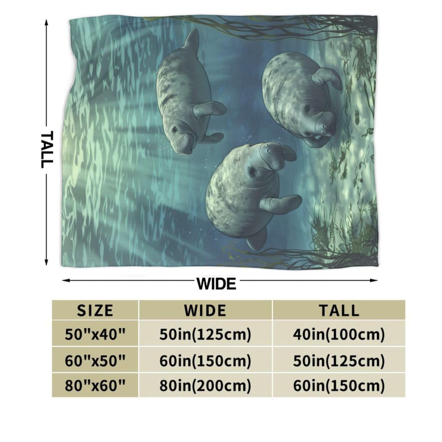 Cute Manatee Blanket Gifts for Women Manatee Lovers, Ocean Manatees Themed Throw Blankets, Soft Cozy Lightweight Plush Throws for Living Room Sofa Couch Home Decor 50x60in