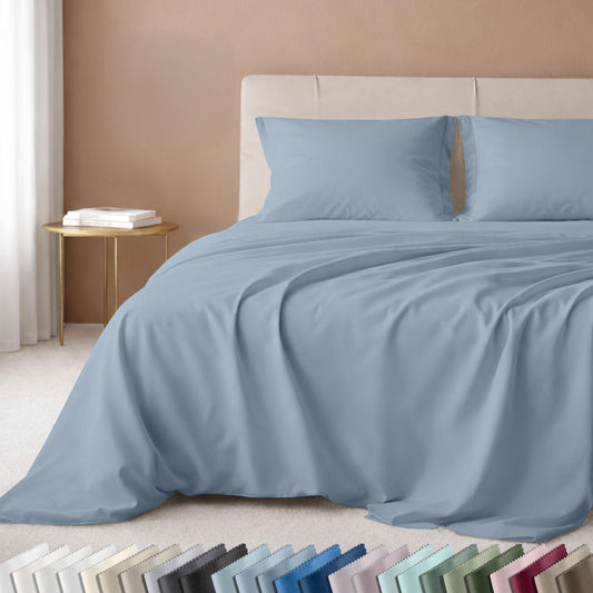 California Design Den - Luxury Full Size Sheet Set - 100% Cotton, 600 Thread Count Deep Pocket Full Size Bed Sheets, Sateen Weave - Blue
