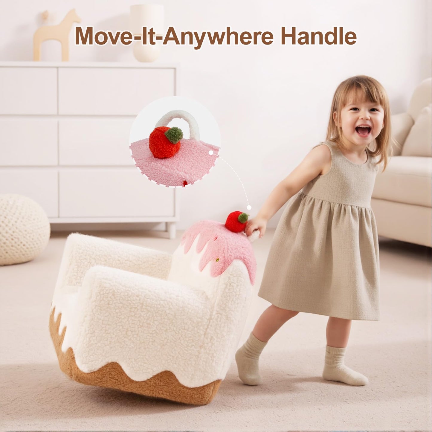 OUOZZZ Kids Chair Comfy for Girls 1-6 Years Old, Soft Sherpa Toddler Sofa
