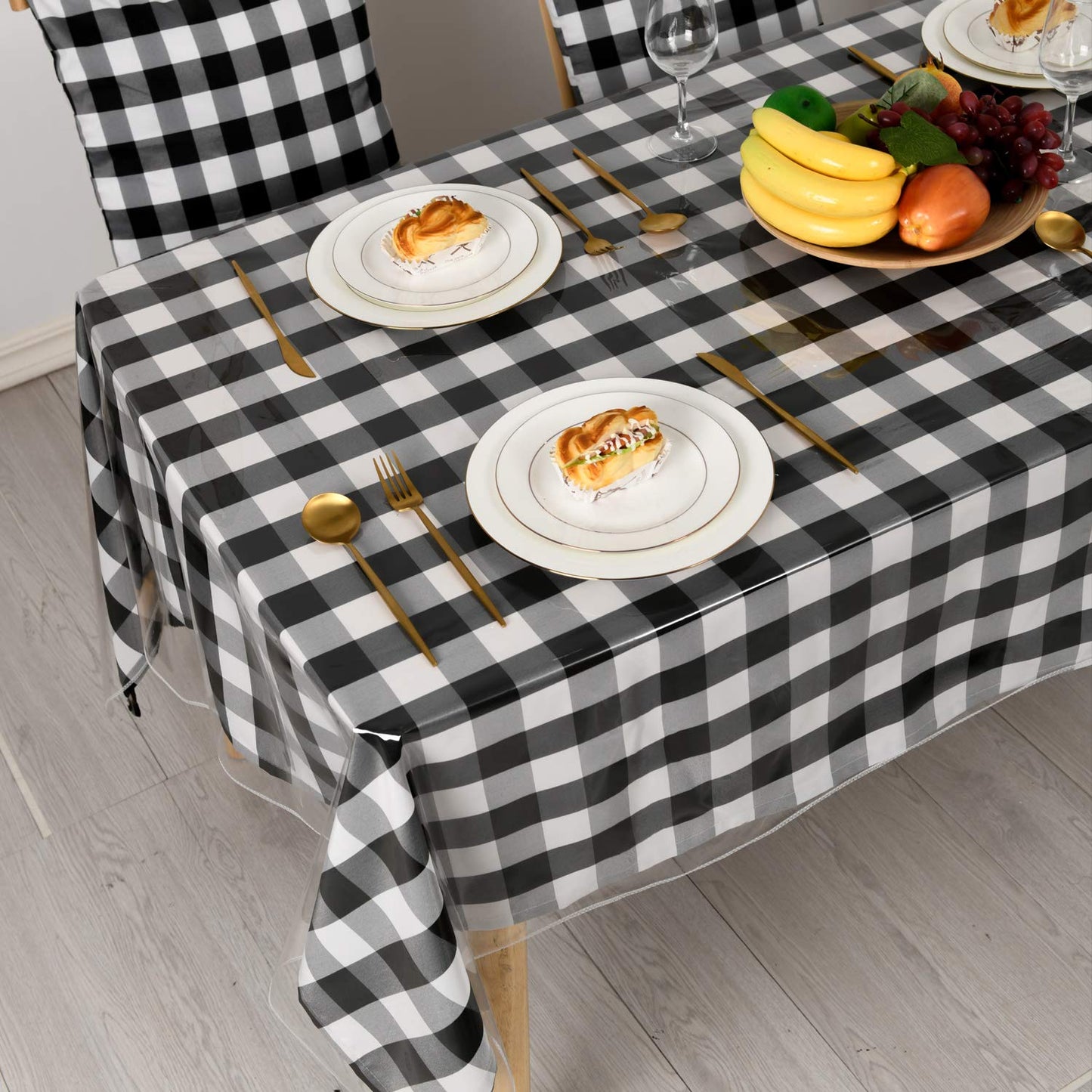 Hiasan Clear Plastic Tablecloth Square - 100% Waterproof Oilproof Stain Resistant Wipeable Transparent Vinyl Table Cloth Protector, 54 x 54 Inch