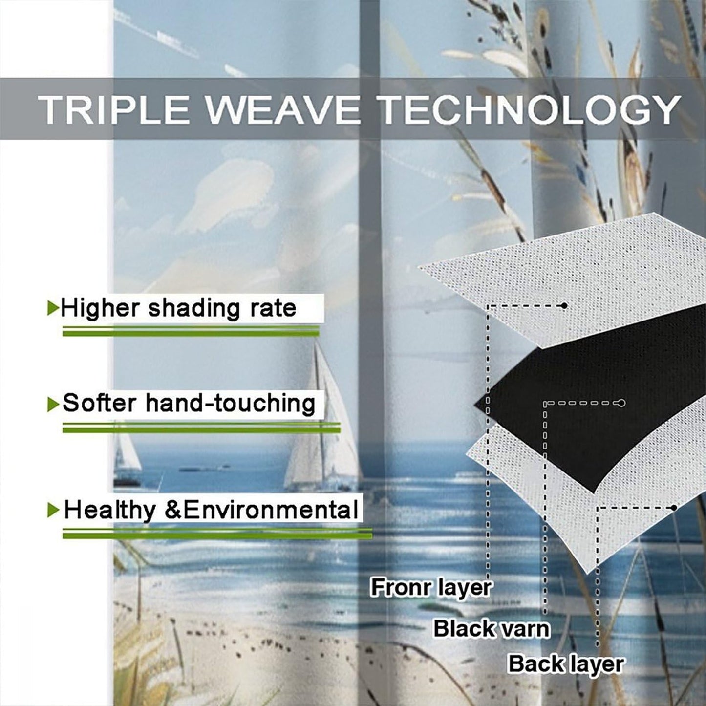 TOWINSFB Nautical Boat Lighthouse Blackout Curtains for Bedroom Living Room, Bird Beach Coast Nature Landscape Thermal Insulated Room Darkening Curtain- 2 Panels 45" L x 42" W