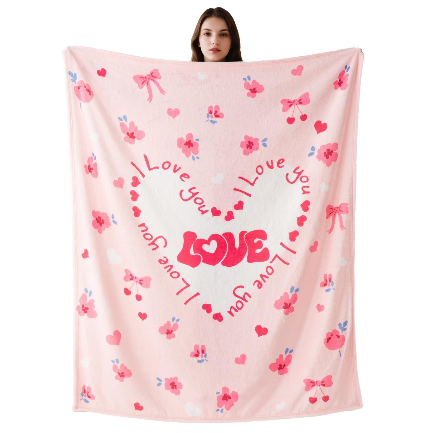 Battilo Birthday Gifts for Women, Girlfriend, Wife, Best Friend, Mom, Sister, Mothers Day Blanket, Love Blanket, Super Soft Flannel Throw Blankets for Bed Couch Sofa,50 x 60, Pink