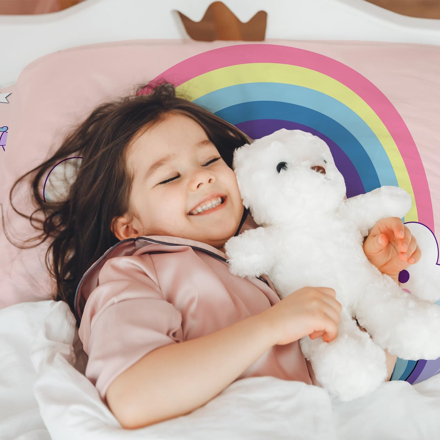MUSOLEI Unicorn Sheet Unicorn Fitted Sheets Rainbow Bed Set Kids Sheets Kids Bedding Girl Bedding Girl bedset 1 Fitted Sheet with 1 Pillowcase （Twin）