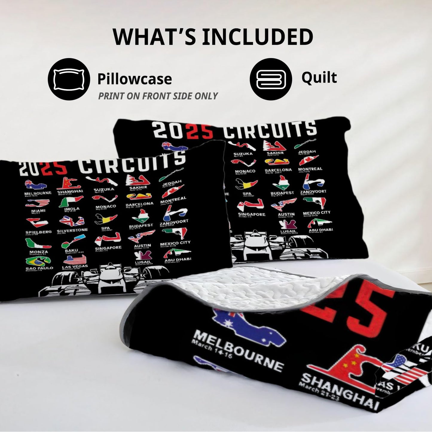 Allenjoy Twin Size Track Kings Quilt Bedspreads Motorsport Series Bed Set Bedding Coverlet Fabric Washable with 1 Pillowcase SC00265-007
