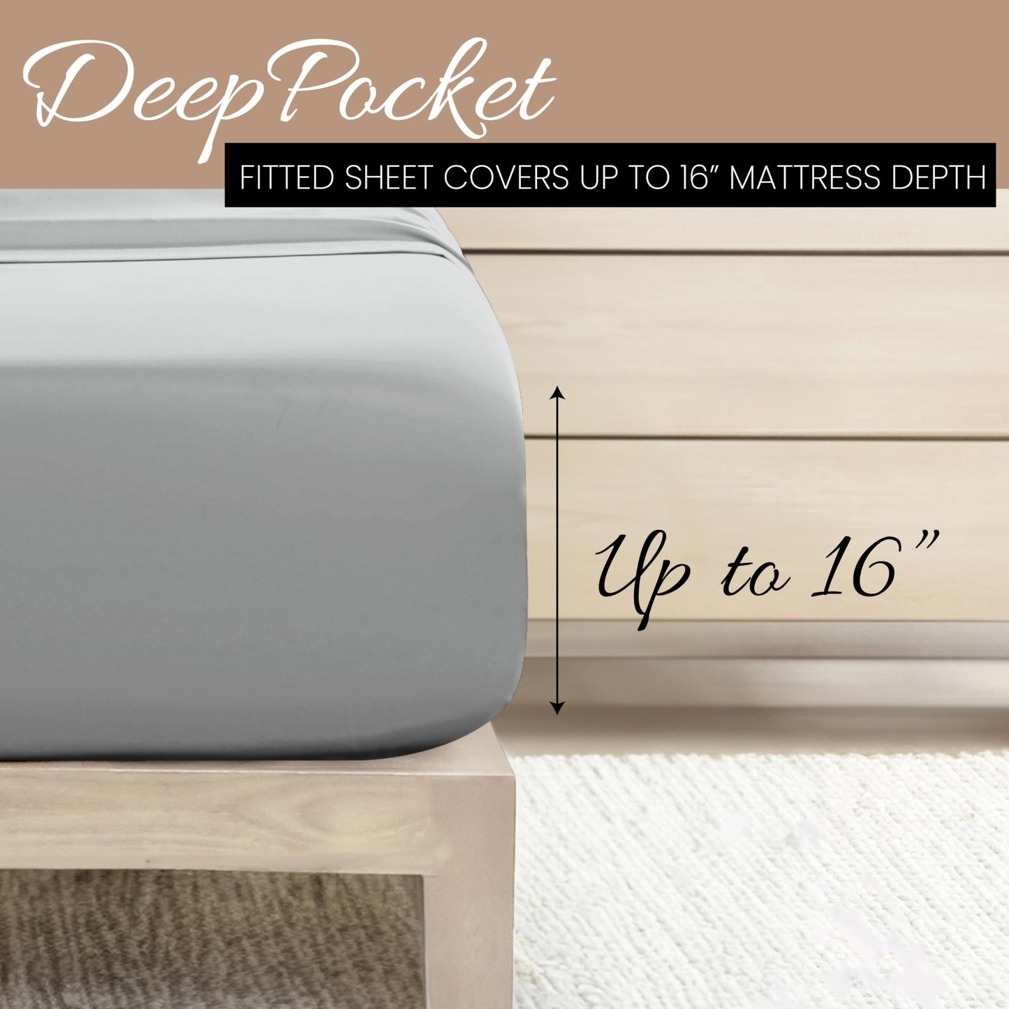 Linen Market Brushed Microfiber King Sheet Set 4 Piece – Oeko-TEX Certified Ultra Soft & Wrinkle-Free - 16" Deep Pocket Sheets - Easy Care King Size - Light Gray