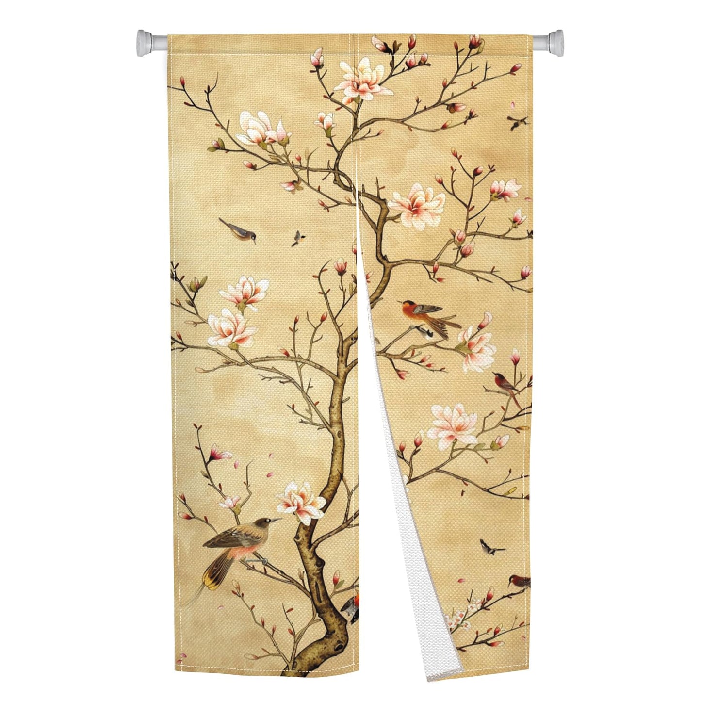 Leowefowa Long Japanese Noren Doorway Curtain Window Treatment Chinese Traditional Printing Door Curtain Tapestry Panel for Room Privacy Divider Home Kitchen Decor (Brown, Blossom), 33.5"x 70.9"