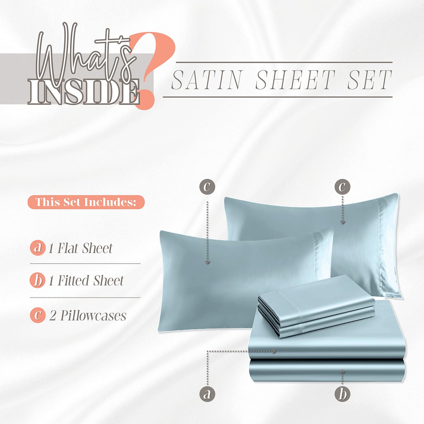 Elegant Comfort Luxurious 4-Piece Silky Satin Sheet Set, Skin and Hair Friendly, Wrinkle, Fade, Stain Resistant with Deep Pockets Fitted Sheet, Cooling Soft Satin Sheet Set, Twin XL, Baby Blue