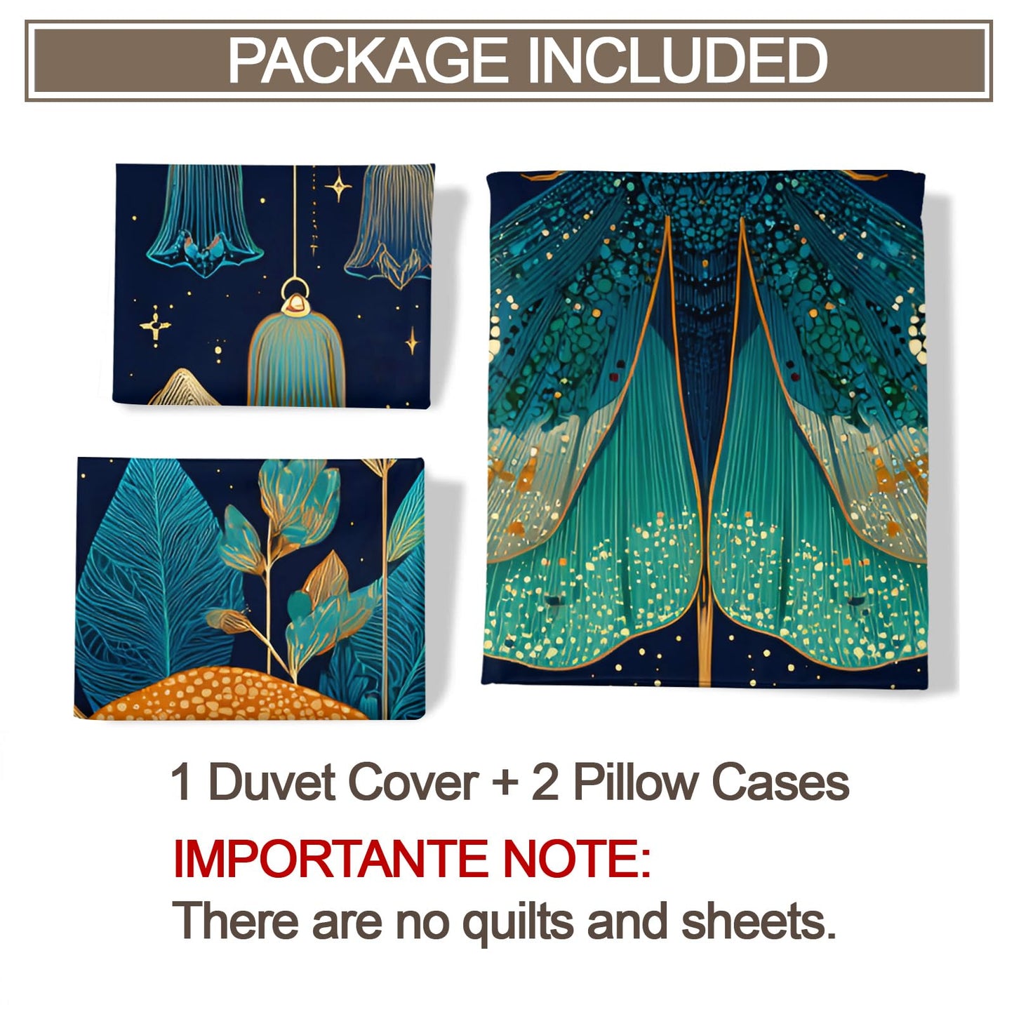 ZAMODE Moth Duvet Cover Oversized King Size, Boho Moth Comforter Cover 120" x 98", Jungle Plant Flower Bedding Set with 2 Pillowcases