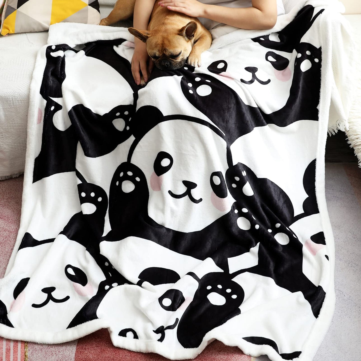 Panda Blanket Super Soft Cozy Blankets Pandas Gifts for Girls Kids Toddler Adults Fleece Throw Blanket Travel Blanket (Cute Panda, 50x60 Inches)