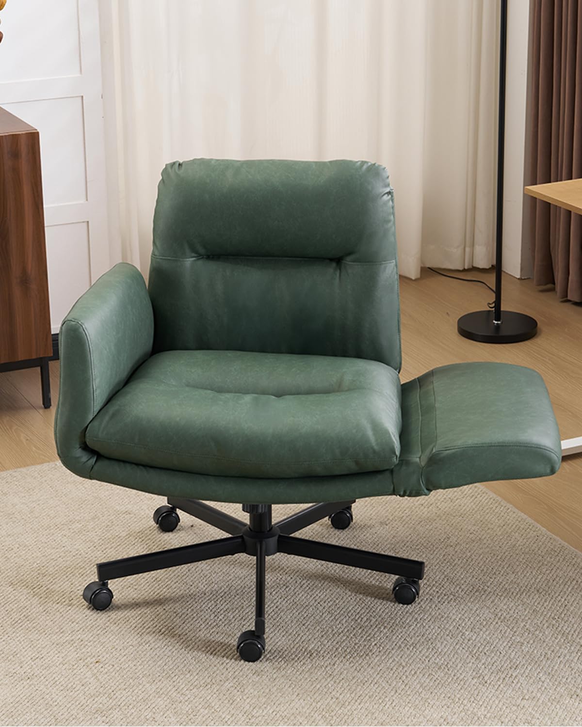 Karl home Criss Cross Desk Chair Vanity, Green