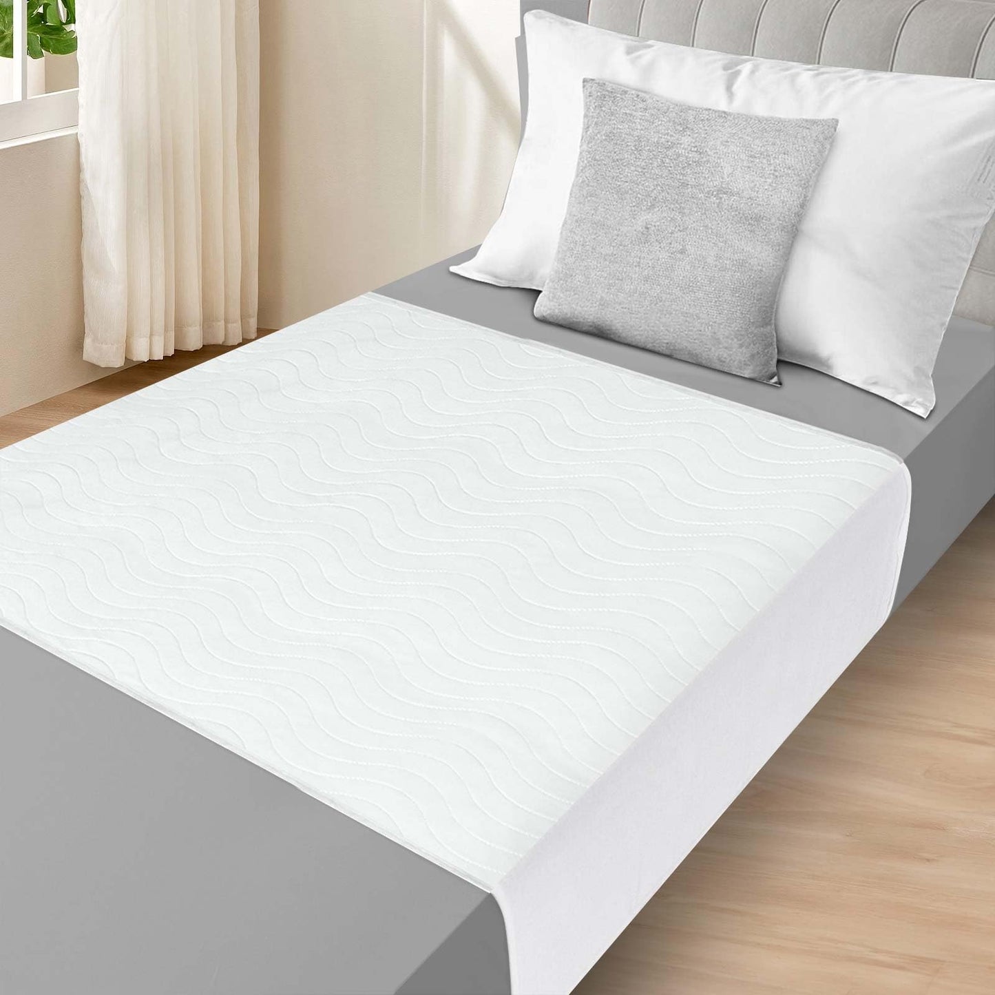 Bed Pads Washable Waterproof for Incontinence Adults, Reusable Wetting Pad Mattress Protector Underpads Tuckable Quick Dry, Fits Twin/Twin XL Size Bed, 36" x 37", White