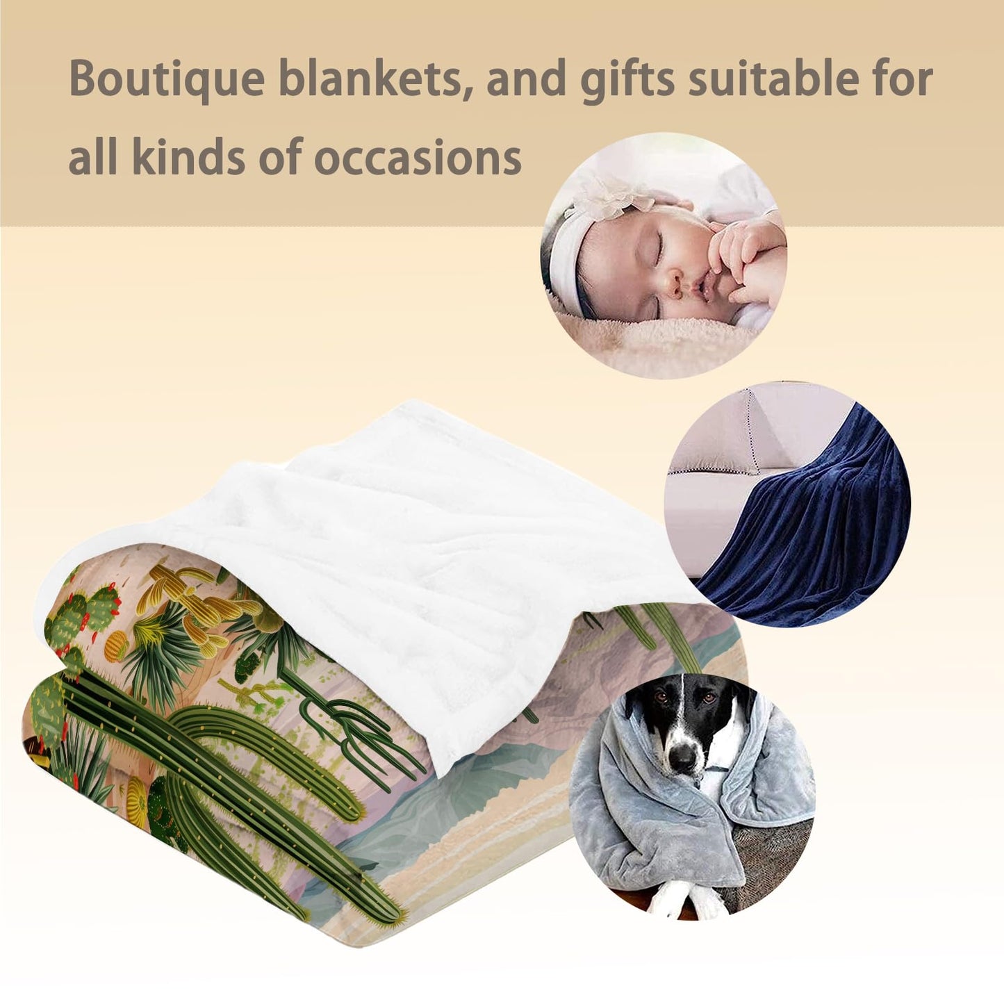 Ti Caldi Cactus Blanket - Soft Cozy Lightweight Flannel Throw Blanket for Couch, Bed, Travel & Outdoor | Warm Fuzzy Blankets for Adults Kids Women Boys Girls 50×60 in