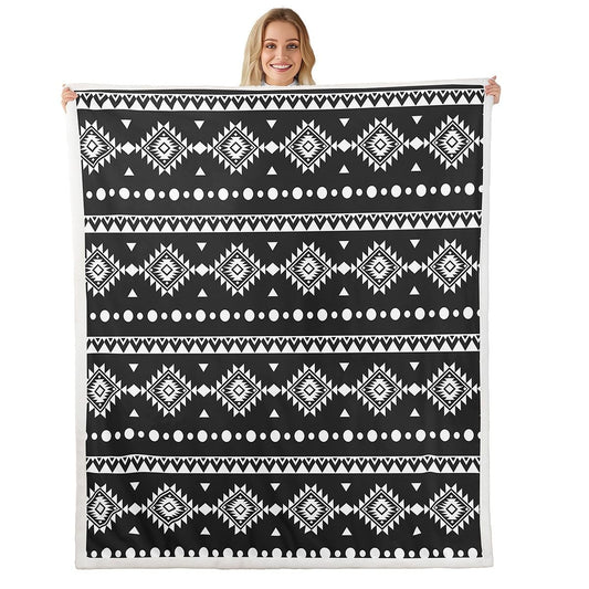 Erosebridal Twin Size Bohemian Aztec Sherpa Blanket, Western Decor Fleece Blanket for Girls Boys Women Men, Southwestern Farmhouse Fuzzy Plush Throw, Geometric Exotic Tribal Decor for Sofa Couch