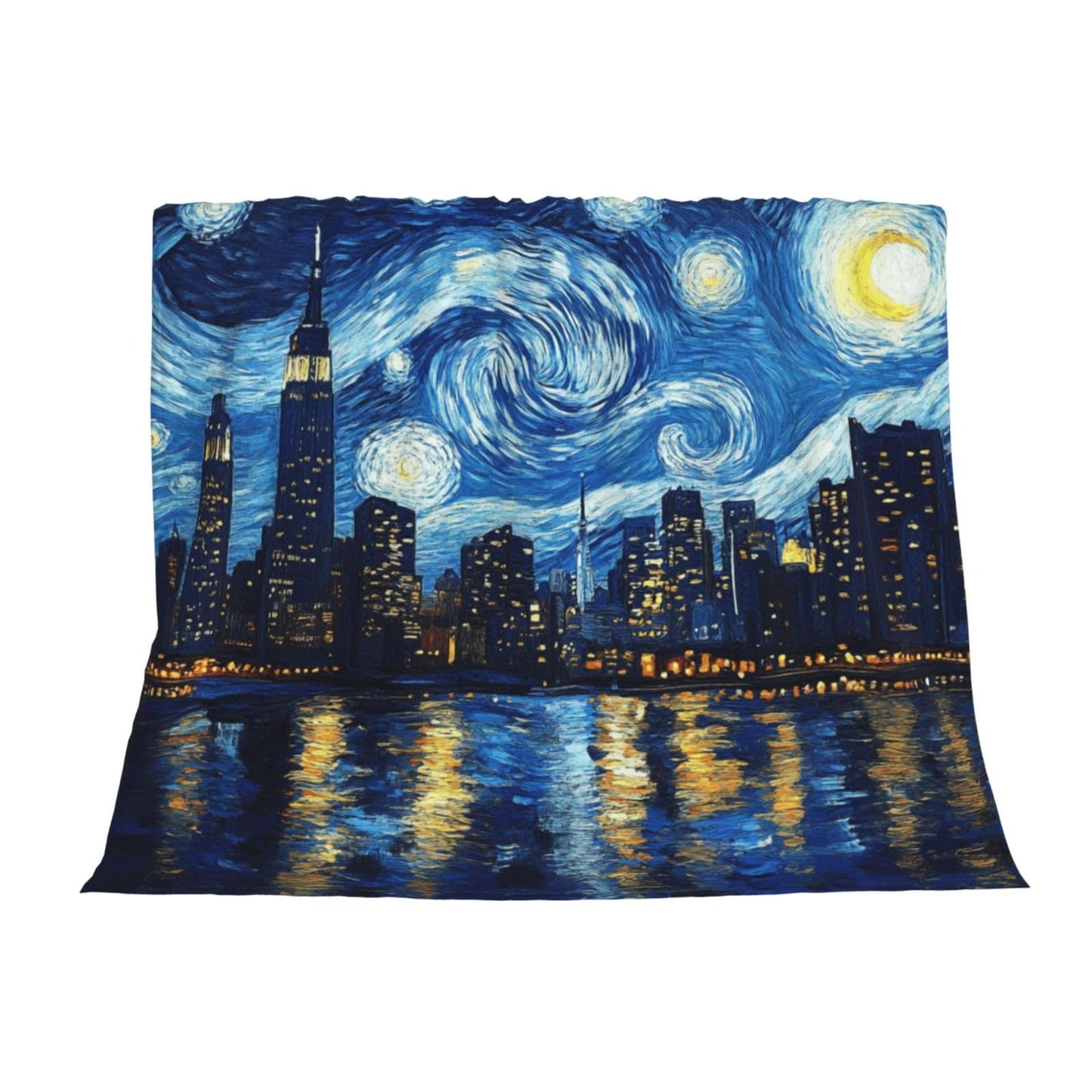 Cafemira Ultra-Soft Flannel Blanket,City Night View,Cozy Adults Fleece Blankets,60x50 Inch,for Sofa,Bed,Camping,Office nap,Couch Knee Throws,All Season,Practical Home Decor,Easy to fold