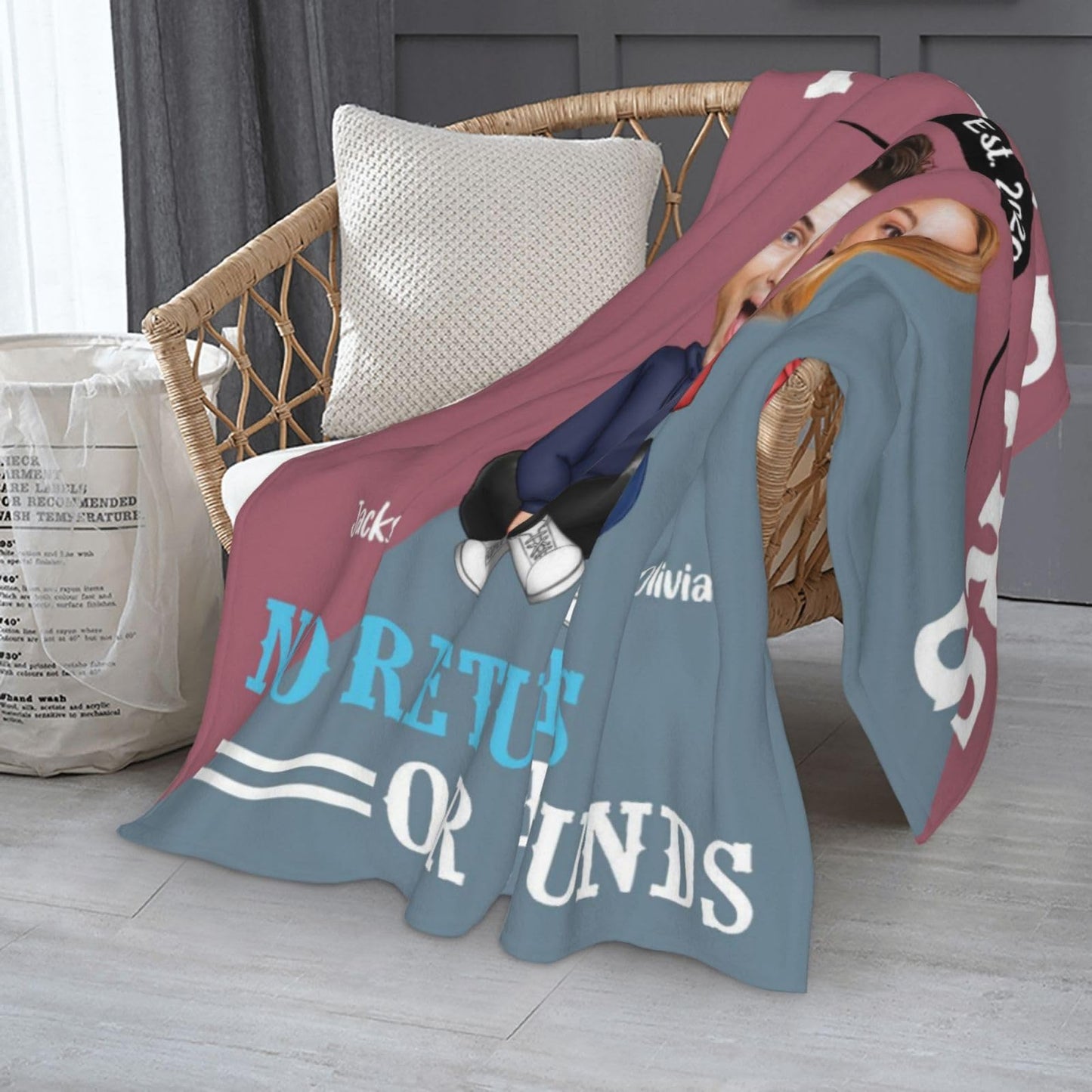 BHSHOH Personalized Couple Portrait Blanket for Girlfriend Boyfriend Love Custom Anniversary Blanket Gifts for Husband Wife Wedding Valentine’s Day Gifts Man Woman Throw (06)