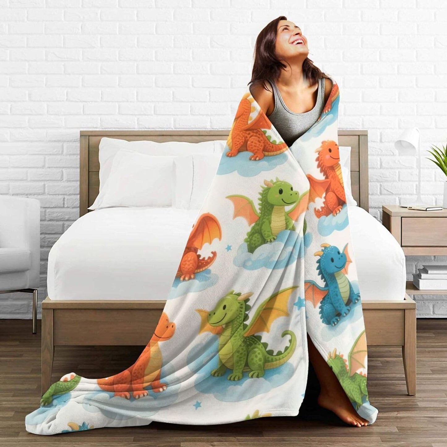 Dragon Blanket Dragon Gifts for Women Girls Cute Throw Blanket for Dragons Lover Soft Flannel Cozy Fleece Fuzzy Plush Warm Bedding Stuff for Kids Adults 40 x 50 Inch