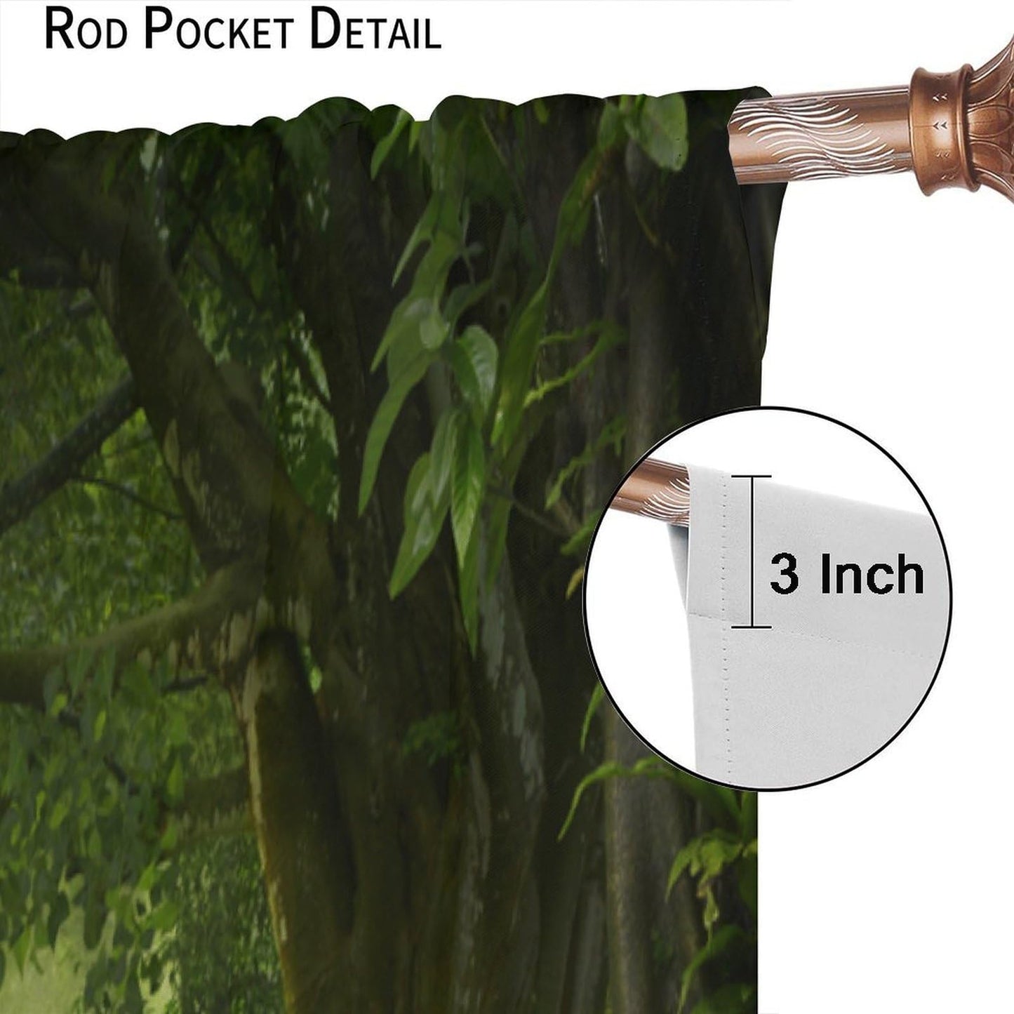 HZOHNAGO Forest Curtains Fantasy Nature Green Forests Pattern Blackout Print Rod Pocket Window Drapes for Bedroom Living Room 42x45in