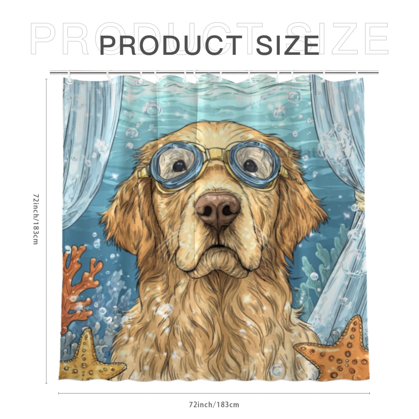 Wordatu Welcome Ocean Shower Curtain Ocean Golden Retriever Bathroom Set Kids Toddler Boys Girls Sea Bath Curtain Beach Coastal Kids Bathroom Decoration 72x72 Inches