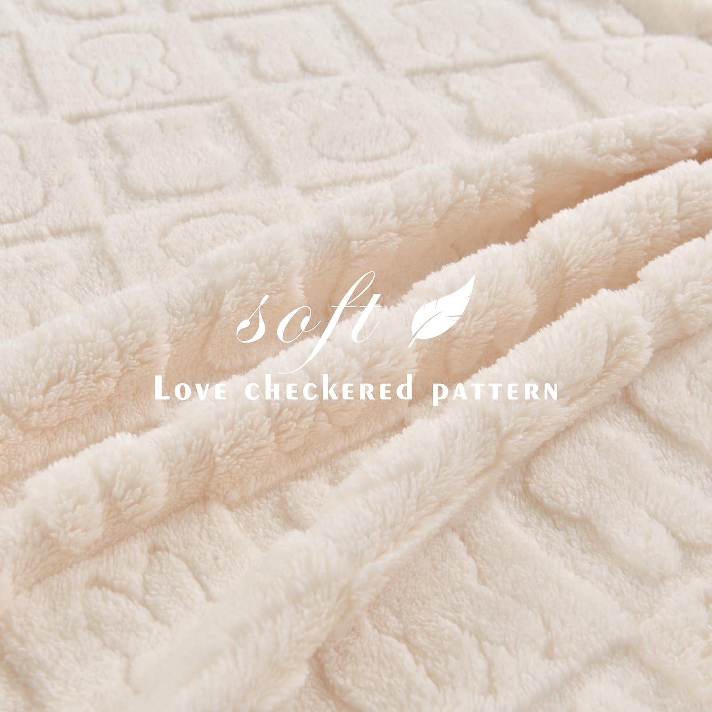 GIOKARNNA Bunny Checkered Throw Blankets,Soft Warm Blankets for Lover Women Men Friends Gifts Pets,Lightweight Fuzzy Blanket for Couch Sofa Bed Travel and Camping(Beige,90"x90")