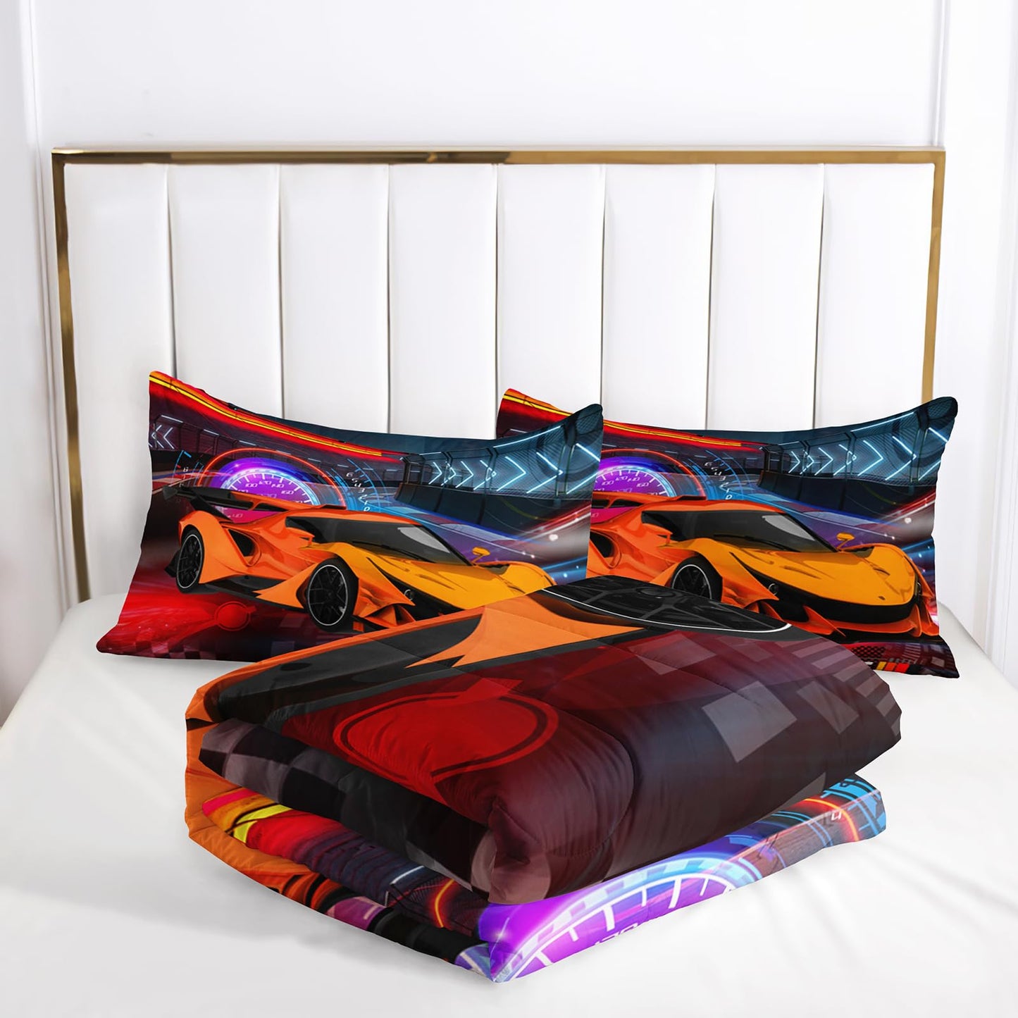 Nttopship Racing Cars Comforter Sets Twin Size,Bedding Sets for Kids,Sports Car Theme Comforter Sets All Season 1 Comforter and 2 Pillowcases