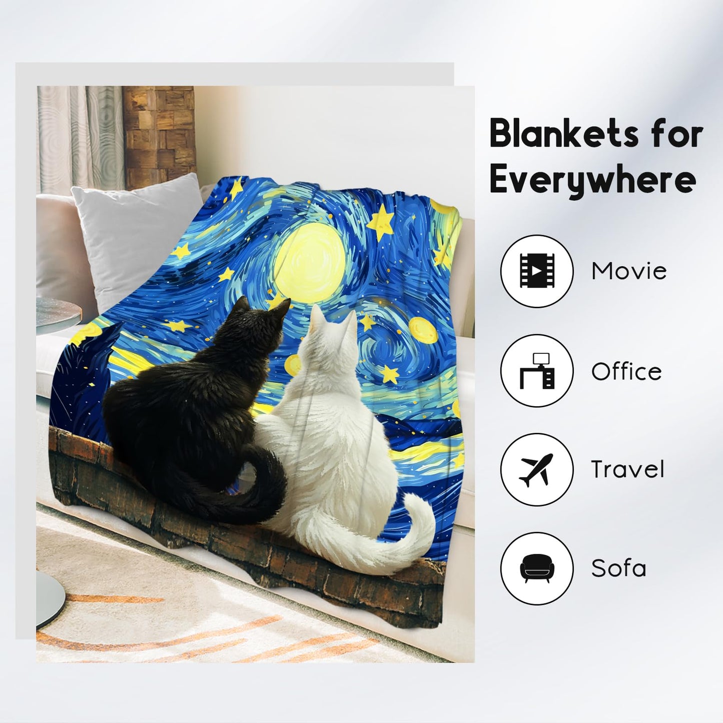 Cat Blanket for Toddler - Kids Throw with Cat - Lightweight Flannel Soft Throws Gifts for Room Decor/Sofa - 30"x40"