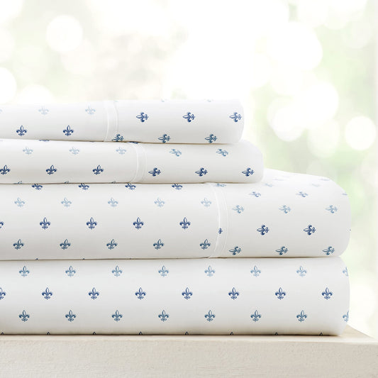 Linen Market 4 Piece Full Bedding Sheet Set (Navy Blue Lilies) - Sleep Better Than Ever with These Ultra-Soft & Cooling Bed Sheets for Your Full Size Bed - Deep Pocket Fits 16" Mattress
