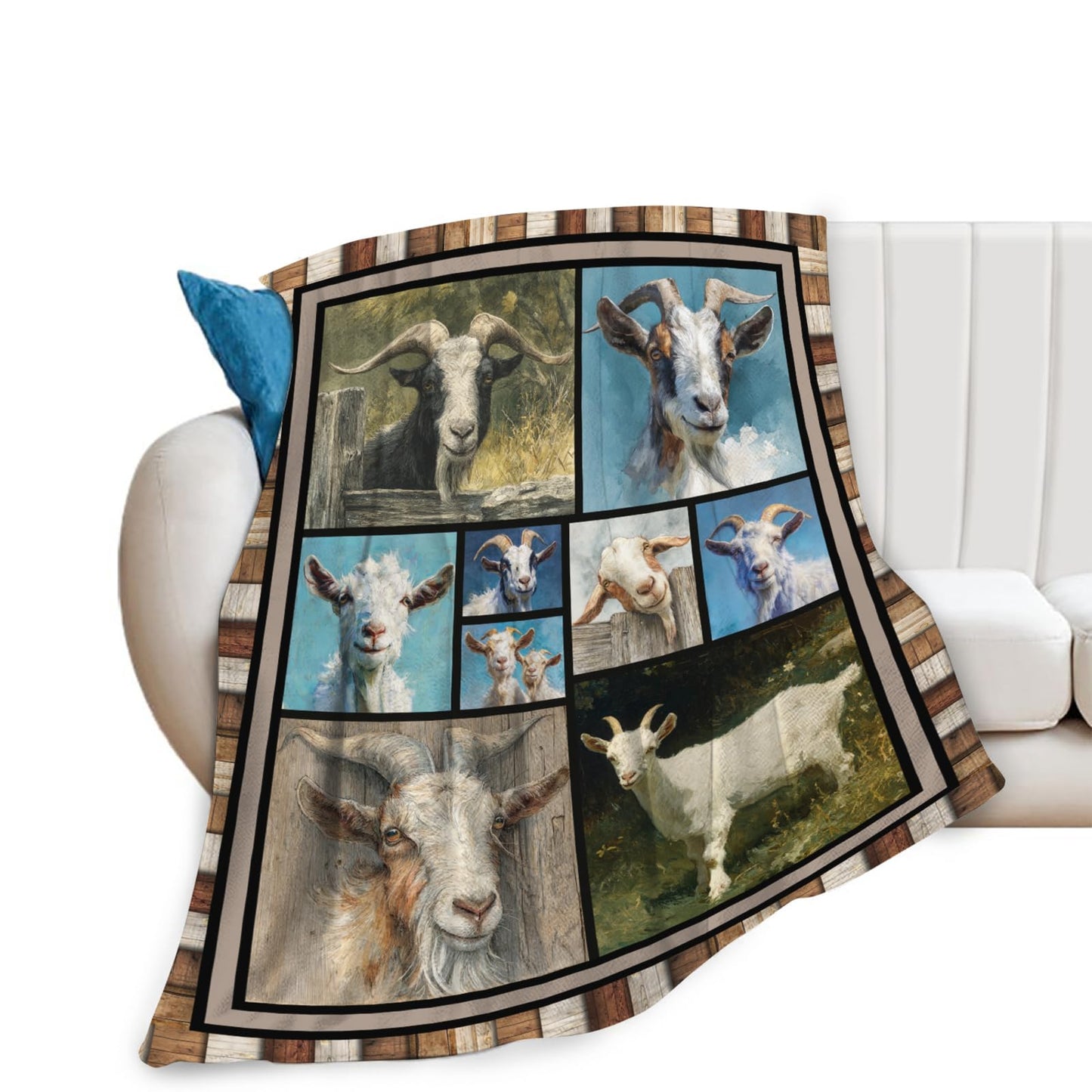 Dynova Goat Blanket Cozy Plush Goats Throw Blankets Fuzzy Flannel Fleece Sheep Animal Gifts Decor for Girls Boys Women Men 50"X40"