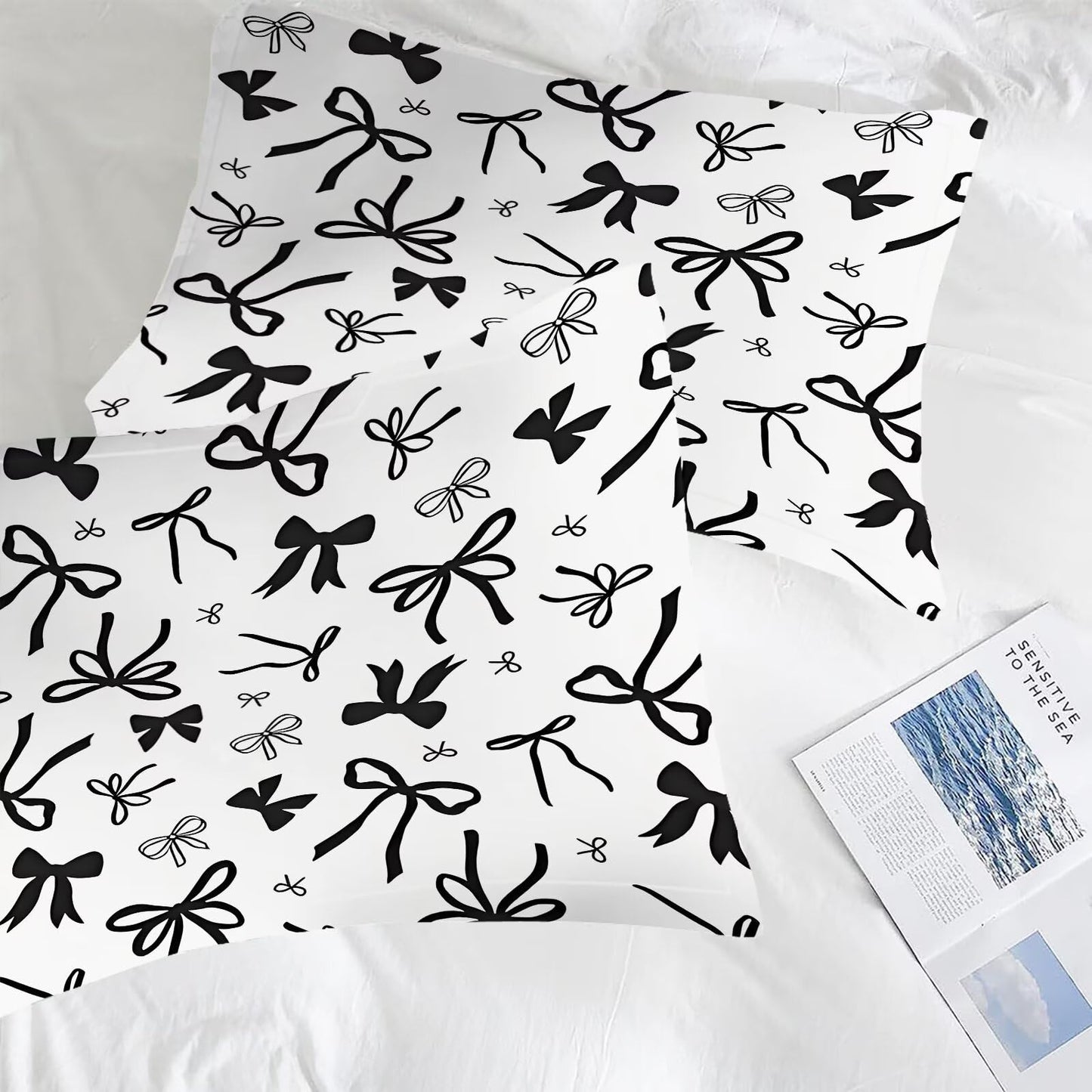 DJNEAR Black and White Bow Comforter Set Twin Size Cute Girls Bedding Sets for Kids Teens Women Bedroom Kawaii Bowknot Quilt Room Decor 1 Comforter 1 Pillowcase