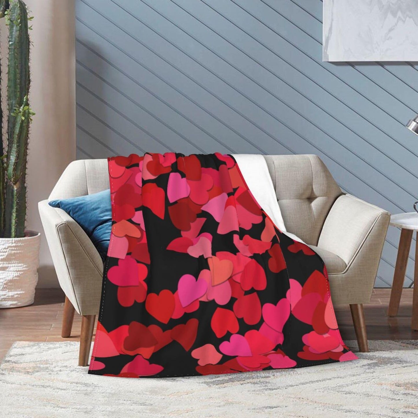 Gbuzozie Red Love Hearts Fleece Blanket Lightweight Ultra-Soft Valentine's Day Wedding Theme Throw Blanket for Sofa Couch Bed Camping Travel - Super Soft Cozy Microfiber Blanket 60"X50"