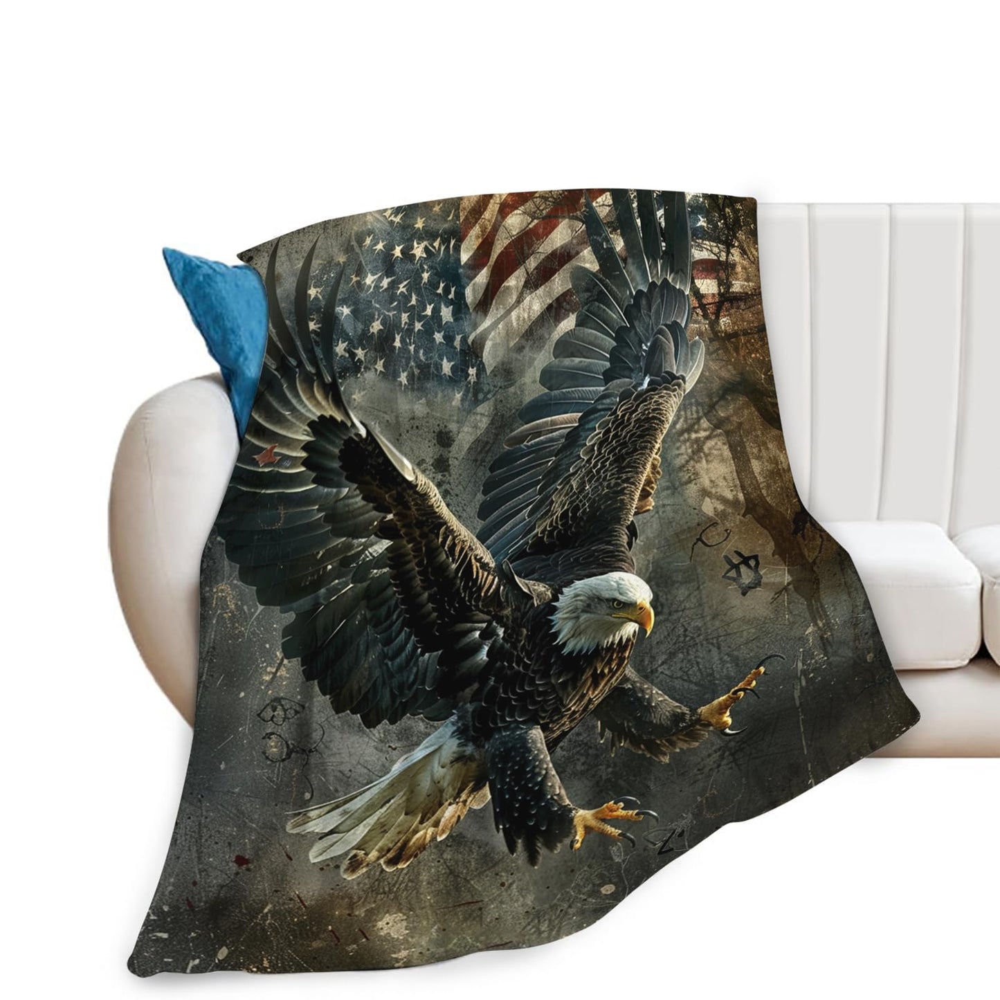 Tijuboni American Eagle Throw Blanket Eagle Gifts for Women Men Girls Boys Kids Adults Soft Flannel Fleece Blanket for Couch Sofa Bed Home Decor 40"x50"
