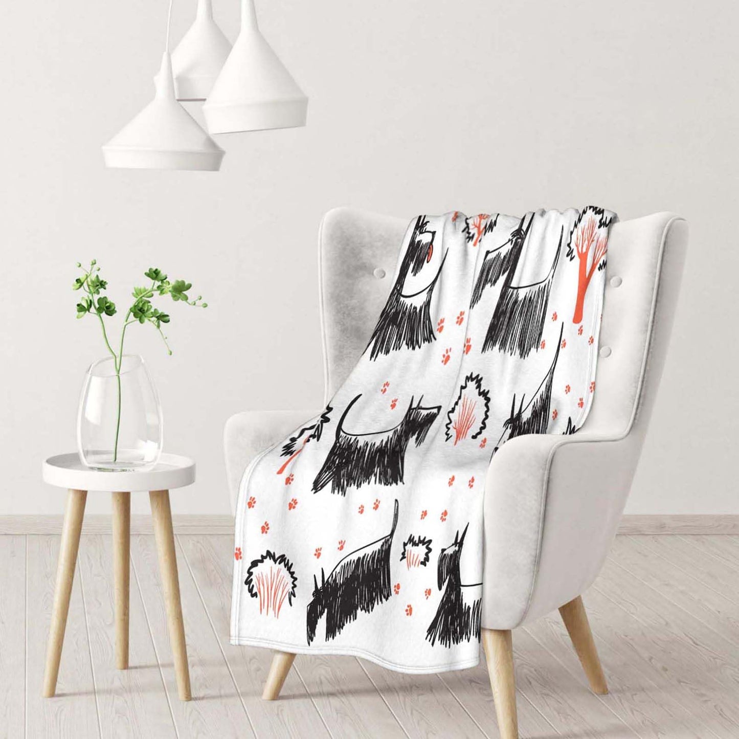 Throw Blanket 50x60 Inch,Dog Sketch Animal Scottie Terrier Cozy Soft Lightweight Fuzzy Flannel Blanket 60x50 Inch Suitable for Couch Bed Sofa Living Room in All Seasons