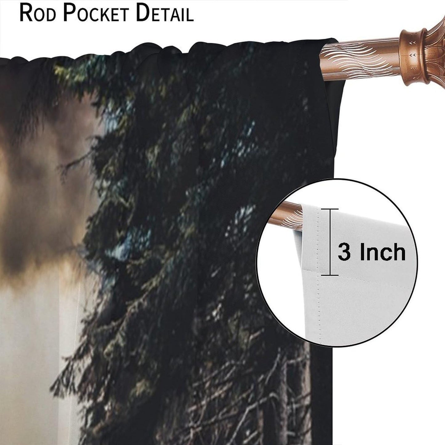 Train Curtains, Retro Country Forest Steam Train Pattern Drapes for Bedroom Living Room Kitchen Window Treatment 2 Panels Set Total Size 42" W X 45" L Inch