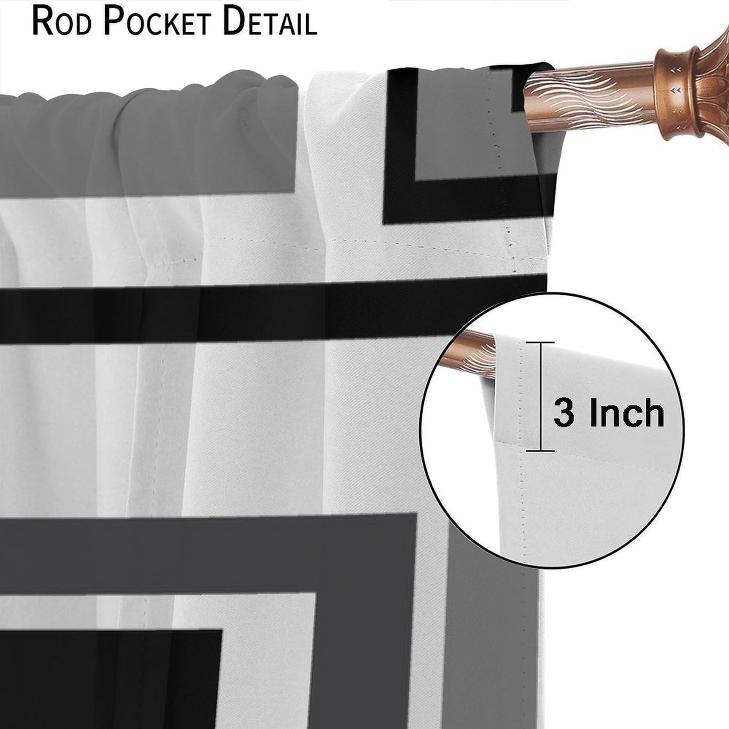 Black and White Curtains Modern Geometric Gray Abstract Black and Grey Blackout Rod Pocket Curtains for Bedroom Living Room Kitchen Decor Thermal Insulated Window Drapes 2 Panel Set 42x45 Inch