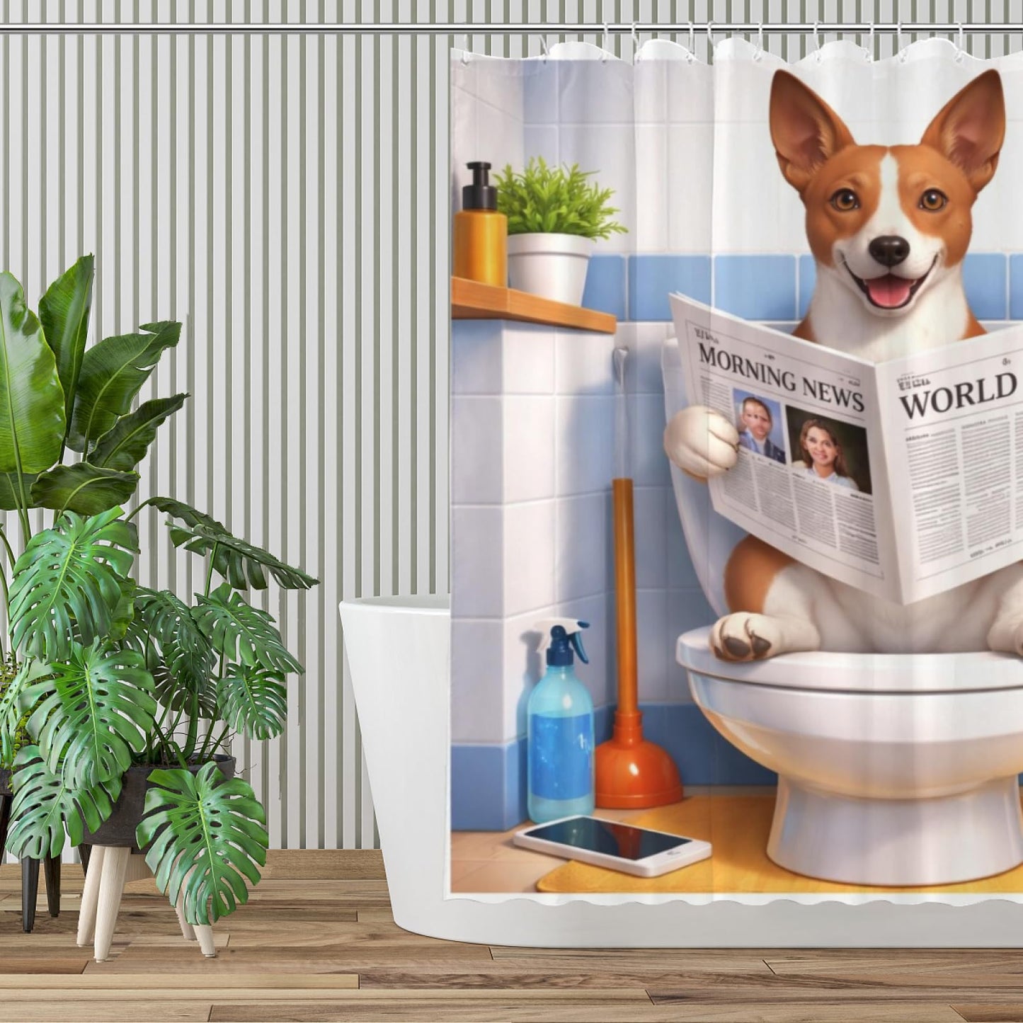Wordatu Black Labrador Dog Read Book Shower Curtain Bathroom Fabric Waterproof Polyester Fun Pet Puppy 12 Hooks 72x72 Inches