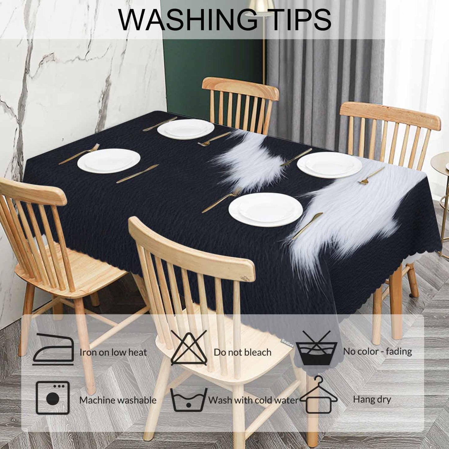 Beabes Cow Print Table Covers Farm Cattle Cowhide Cow Spots Heavy Weight Tablecloth Picnic Table Cloth for Kitchen Dinning Tabletop Outdoor BBQ Buffet Rectangle 52x70 Inch