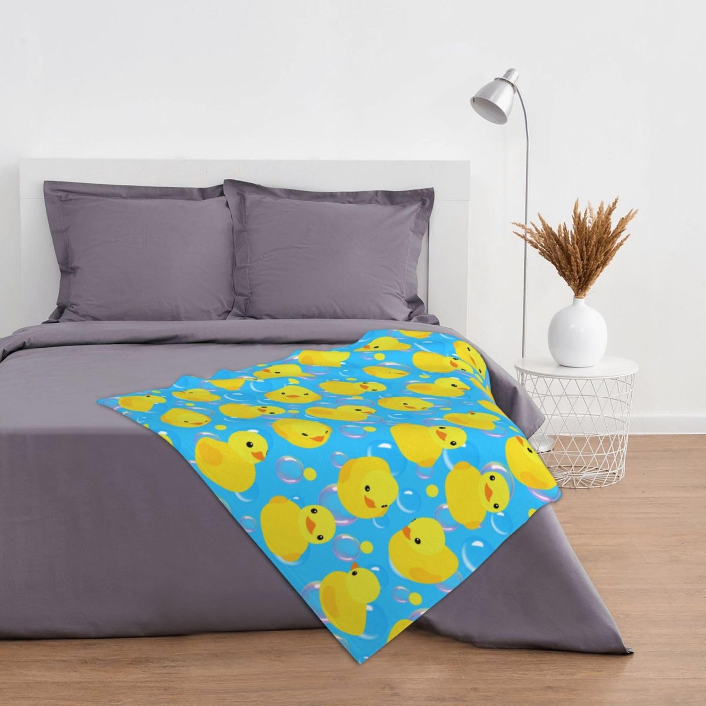 Yellow Rubber Ducks Throw Blanket Gifts Soft Warm Fleece Blankets for Bed Chair Car Sofa Couch Bedroom 50 X40 Inch