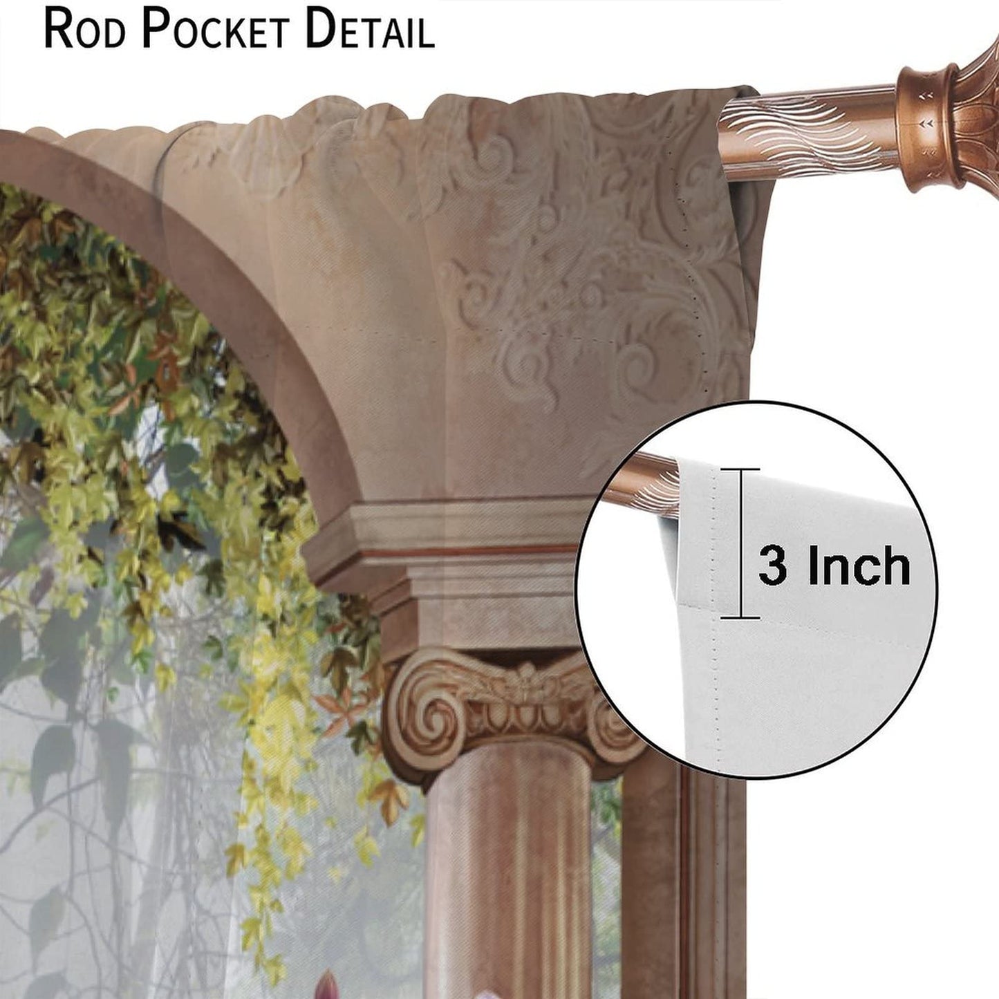 Italian Curtains,Tropical Scenery Plant Birls Arch View Room Darkening Door Window Rod Pocket Curtain for Living Room Bedroom Kitchen Bathroom W42xL45in