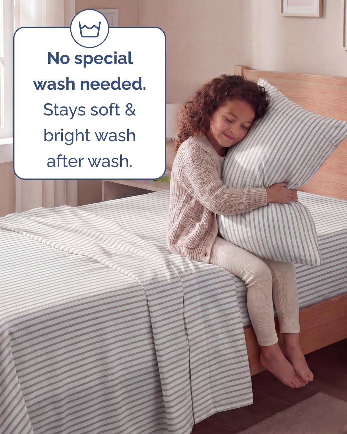 Twin Size 3 Piece Sheet Set - Comfy Breathable & Cooling Sheets - Hotel Luxury Bed Sheets for Women & Men - Deep Pockets, Easy-Fit, Soft and Wrinkle Free Sheets - Grey Stripes Oeko-Tex Bed Sheet Set
