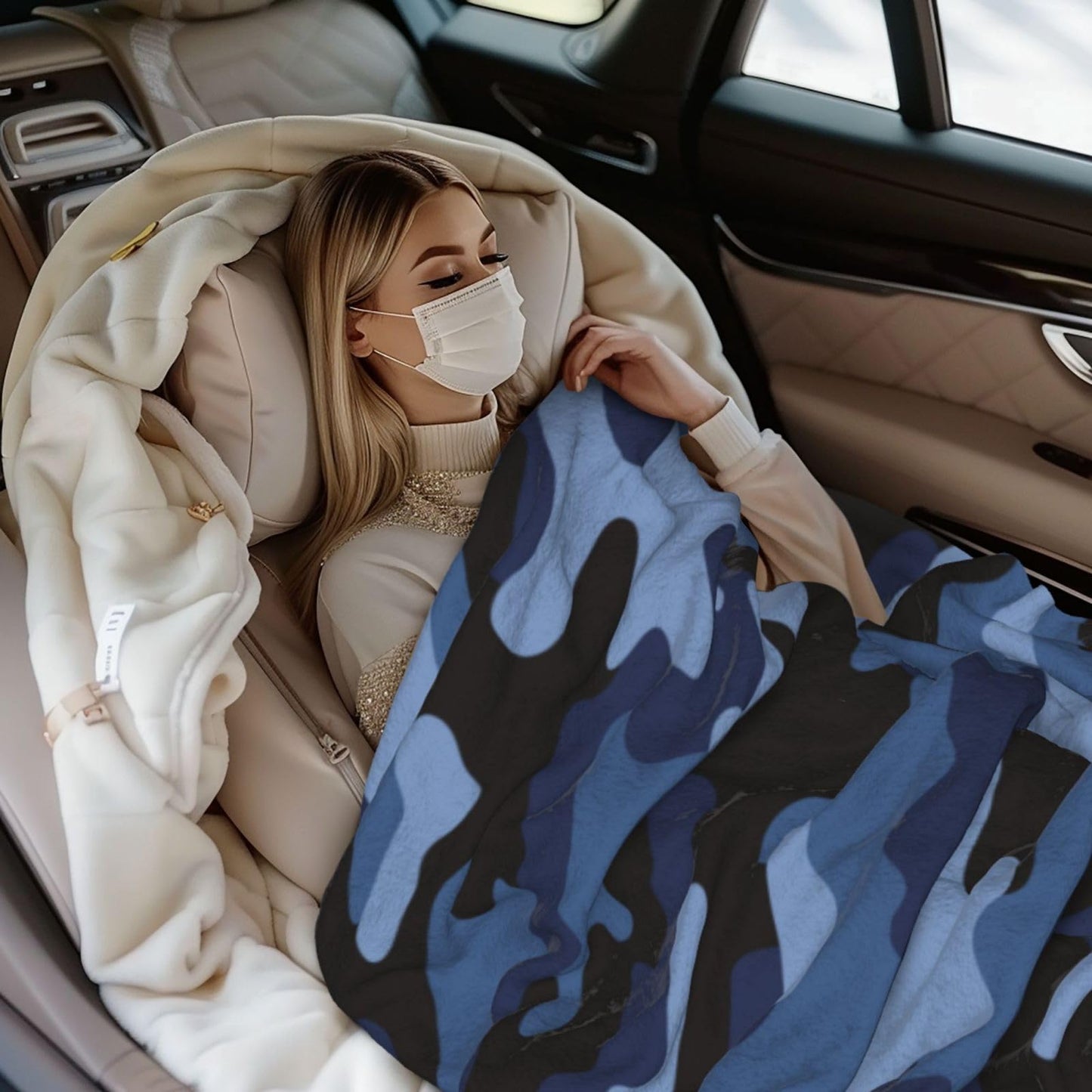 Perinsto Camouflage Blue Throw Blanket Ultra Soft Warm All Season Military Camo Decorative Fleece Blankets for Bed Chair Car Sofa Couch Bedroom 60"X50"
