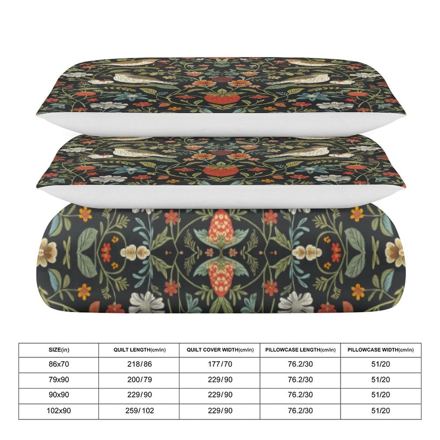 AAVEUP William Morris Comforter Set Bedding Bed 3 Piece Set,Vintage Rustic Antique Art Nature Green Plant Flower Leaf Bird Printed Cover All Season Bed Sheet Bedspread 2 Pillowcases 79x90 in