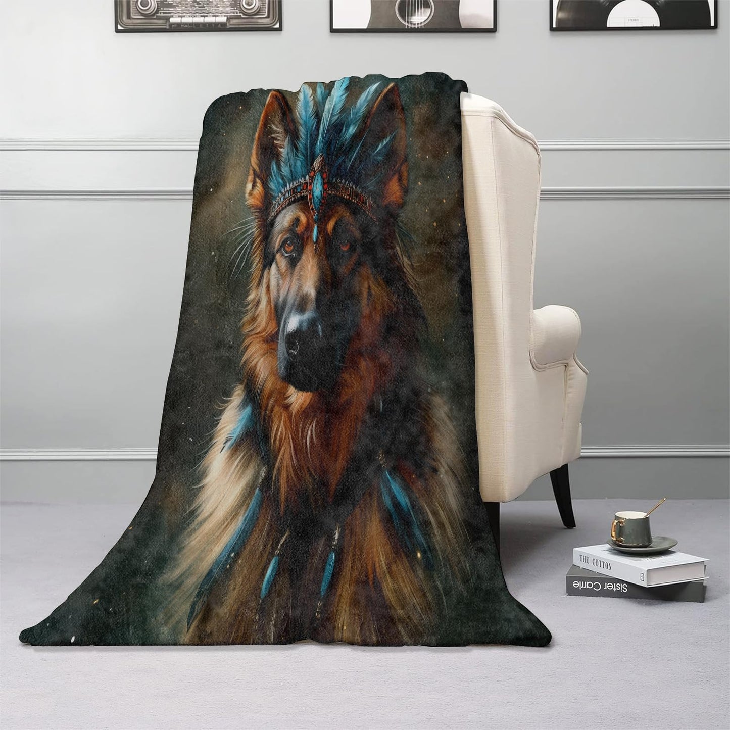 Kibue Pretty German Shepherd Dog Blanket - Soft & Cozy Flannel Plush Lightweight Throw Blanket for Travel, Office, Bedroom, Sofa - Warm Decor for Adults Kids Women Men 60"×50"