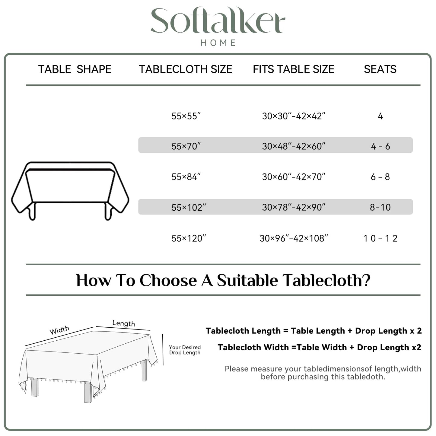 Softalker Checkered Tablecloth Rectangle, Outdoor Linen Cotton Gingham Table Cloth with Tassel, Heavy Duty Wrinkle Free Buffalo Plaid Table Cover for Kitchen Dining Summer Party - 55 x 120 Inch, Beige