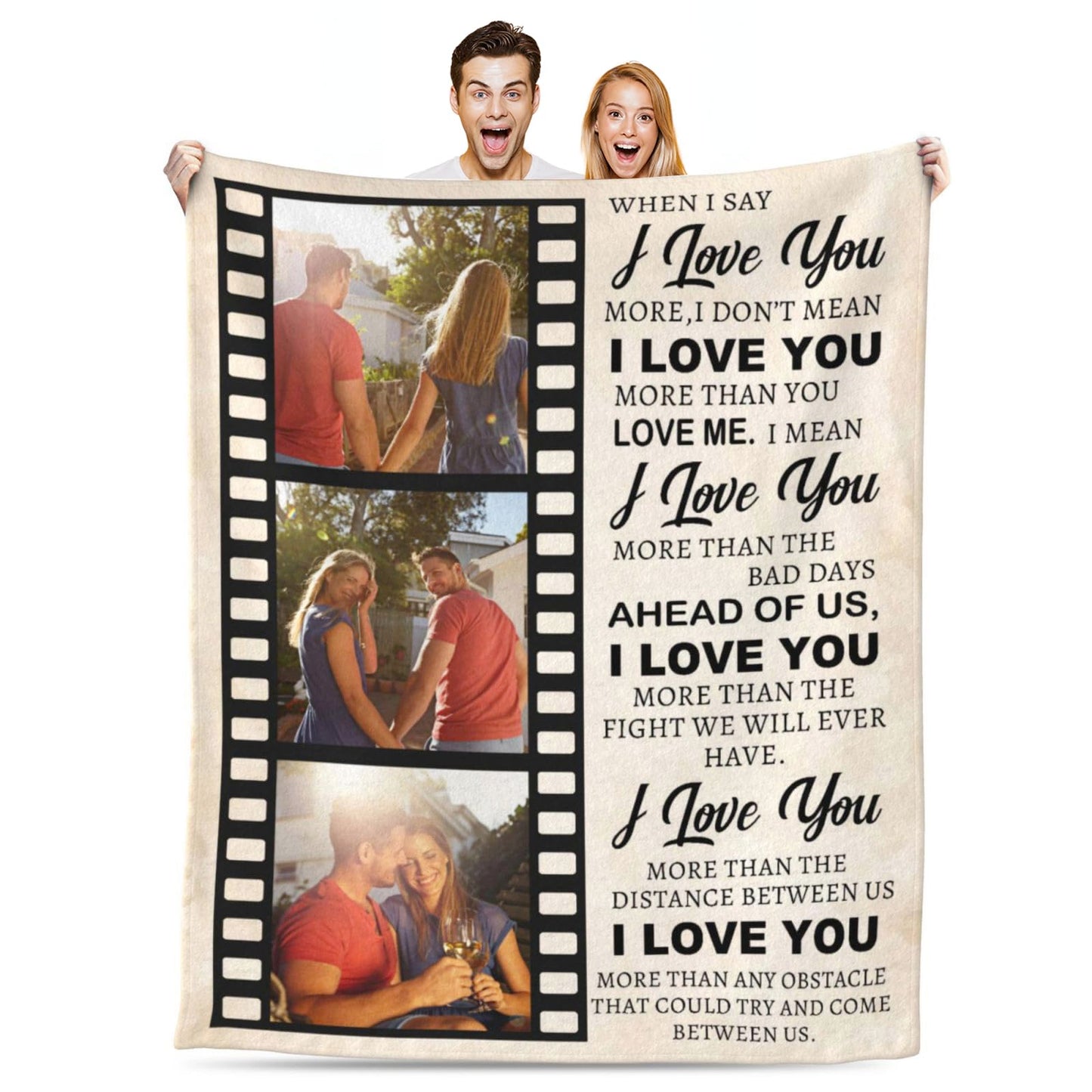 BHSHOH Personalized Couple Photos Blanket for Girlfriend Boyfriend Love Custom Anniversary Blanket Gifts for Husband Wife Wedding Valentine’s Day Gifts Man Woman Throw (03)