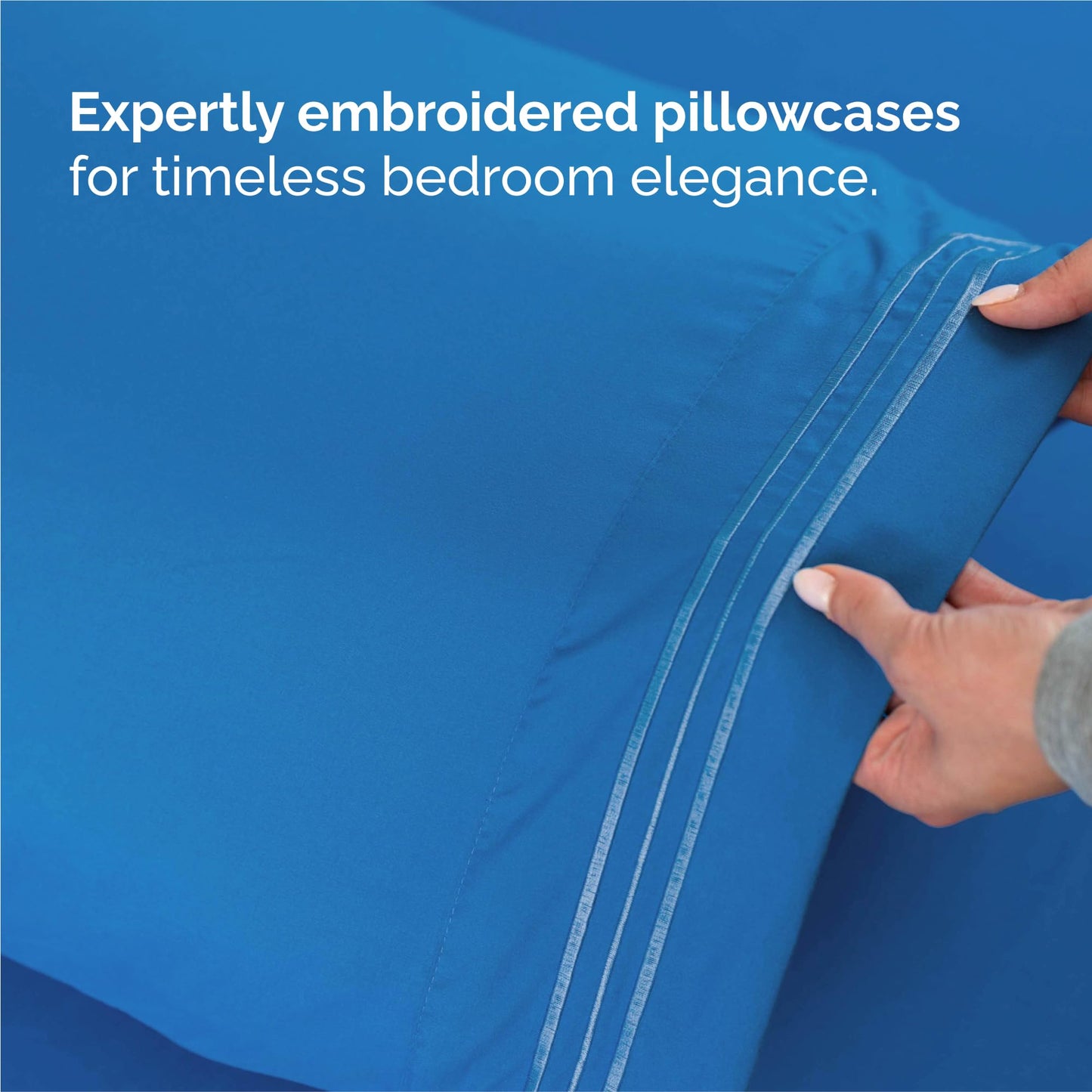 Split King Size 5 Piece Sheet Set - Comfy Breathable & Cooling Sheets - Hotel Luxury Bed Sheets for Women & Men - Deep Pockets, Easy-Fit, Soft & Wrinkle Free Sheets - Royal Blue Oeko-Tex Bed Sheet Set