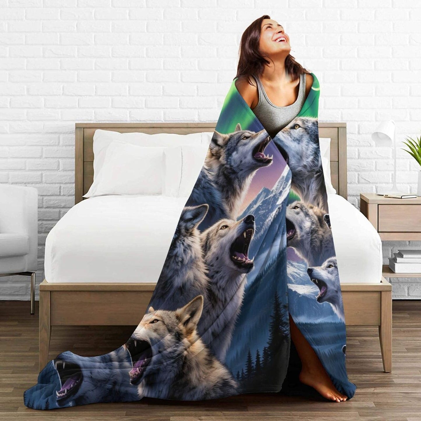 Wolf Blanket, Soft Plush Fleece Animal Throw Blanket - Cozy Warm Stuff Blankets Bedding Wolf Gifts for Women Girls Kids Adults 40"X50"