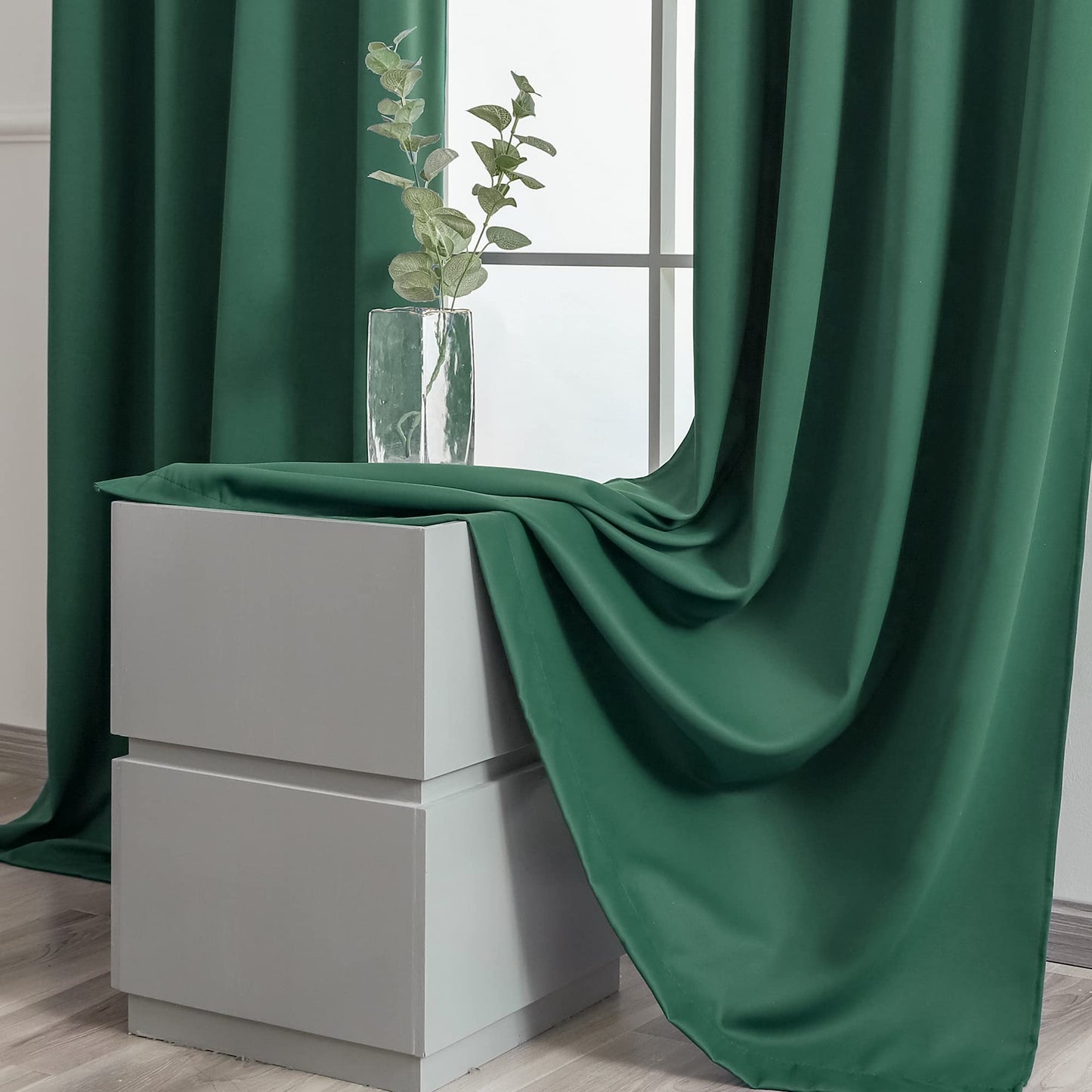 YGO Hunter Green Blackout Curtains for Bedroom Thermal Insulated Window Curtain Panels for Living Room 63 inches Long Room Darkening Window Treatment Sets 2 Panels